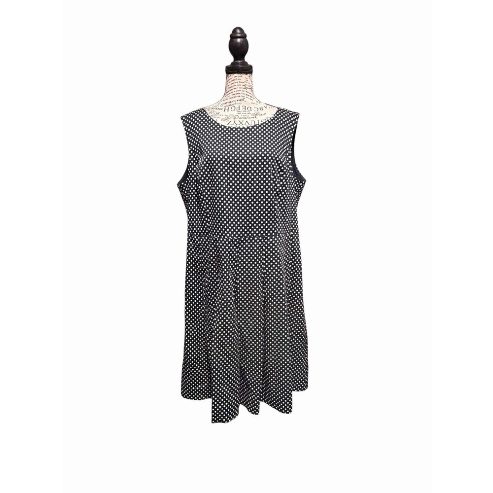 Tommy Hilfiger Midi Navy Polka Dot Sleeveless Fit &Flare Swing Career Plus 18